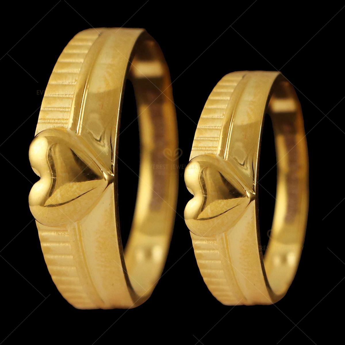 yellow hearts 22 kt gold couple ring