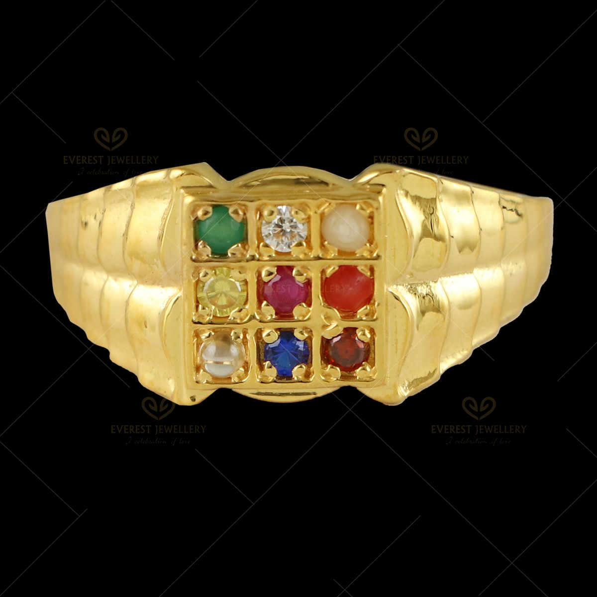 Royal Navaratna Ring In 18k Gold By Lagu Bandhu - Lagu Bandhu