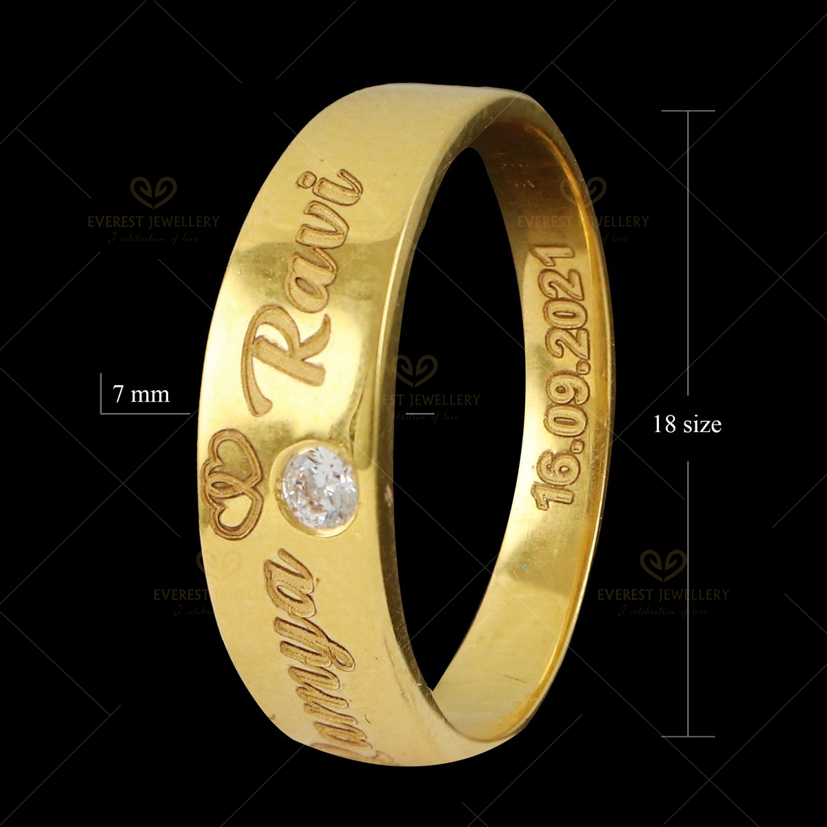 Simplified Name Engraved Gold Ring