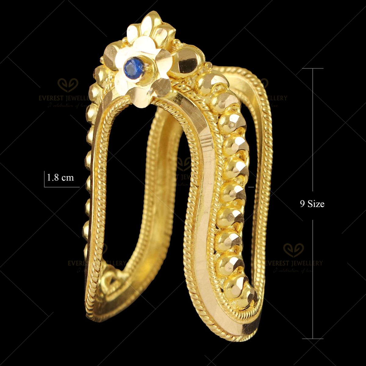 Gold tone black stone vanki finger ring dj-42448 – dreamjwell